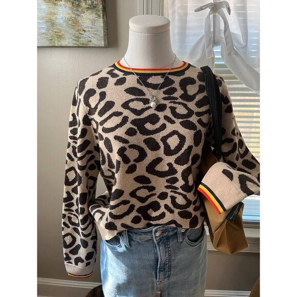 KULE Sweaters - Kule The Stevens Leopard Print Crewneck Sweater